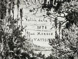 une image représentant un dessin en noir et blanc d'une rivière et d'arbres