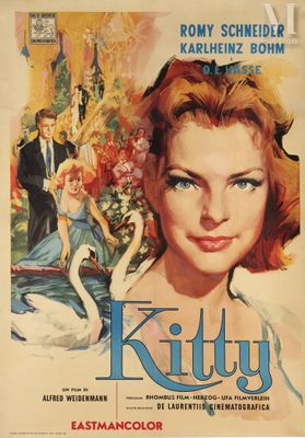 an old movie poster of a woman with a swan in her hand