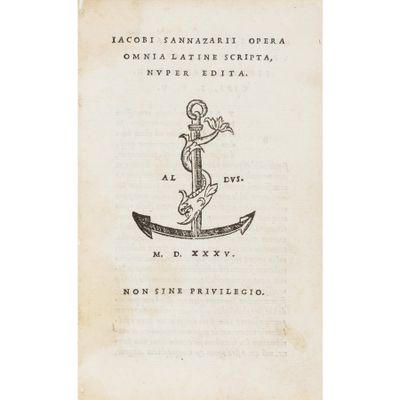 an old book with a drawing of an anchor on it