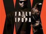 poster of a man with a bald eagle on his arm and the word ' w ' in the background