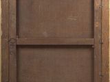 a painting of a brown wooden frame on a wall