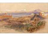an image of a painting of a view of a city and a body of water