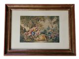 tableau encadré représentant un homme et une femme dans un décor boisé