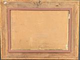 an image of a painting of a brown frame with a pink border