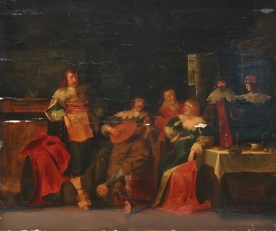 an image of a painting of a group of people sitting around a table