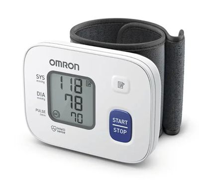 une image d'un tensiomètre de poignet muni d'un bracelet