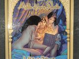 a book with a picture of a woman and a man in bed