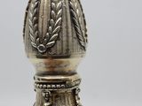 an antique silver and glass perfume bottle with a silver lid