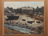 une image d'une peinture de bateaux sur l'eau