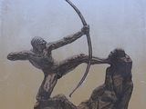 un dessin représentant un homme tenant un arc et une flèche à la main