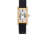 Montre-bracelet Cartier pour femme, en or 18 carats et diamants