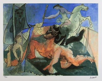 une image représentant un tableau d'un homme nu sur un bateau