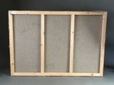 a close up of a wooden frame with a screen on it