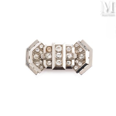 Broche plaque diamants Broche en platine (950 millièmes) et …