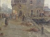 a picture of a painting of people on the street
