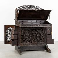 Bureau Davenport anglo-indien en bois richement sculpté, ave… (photo 3)