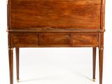 an image of a wooden desk with two drawers on top of it