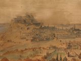 an image of a painting of a castle on a hill
