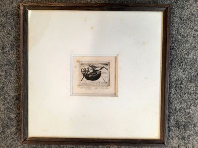 an old picture of a picture of a boat in a bowl