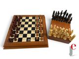two chess pieces on a chess board and a chess board