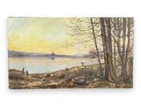 an image of a painting of a sunset over a body of water