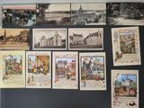 many old postcards on the wall of this room