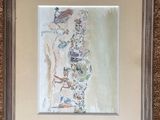 framed picture of a painting of a woman on the beach