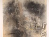 an image of a painting of a city with a lot of smoke coming out of it