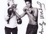 signed photograph of two young men with boxing gloves on each of them
