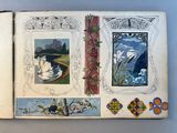 un livre ouvert sur lequel figurent des images d'oiseaux et de fleurs