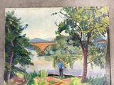 un tableau accroché au mur d'une pièce, représentant un homme et une femme