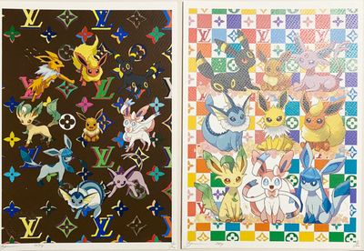 deux images représentant différents personnages Pokémon sur la même feuille de papier