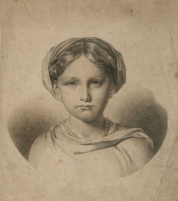 portrait d'une jeune fille portant un turban et un collier de perles