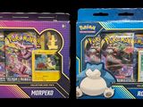 two boxes of pokemon cards with a cat and a cat on them