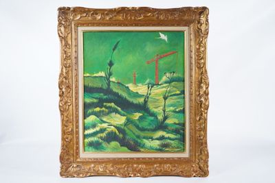 Pino DELLA SELVA (1904-1987) Paysage aux grues