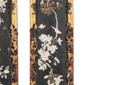 pair of chinese painted panels with birds and flowers