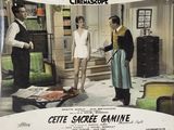 a movie poster of a man and a woman in a living room
