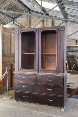 Buffet-Bibliothèque deux corps en bois ouvrant à deux vantau…