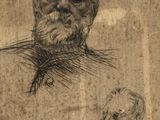 an old drawing of a man with a beard next to a drawing of a man with a beard