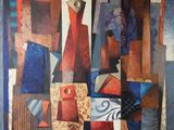 tableau représentant un vase et d'autres objets posés sur une table