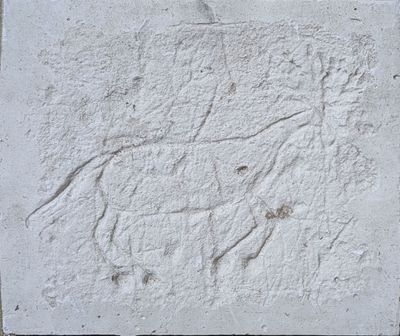 an image of a stone plaque with a horse on it