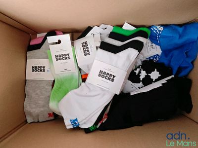 many pairs of socks that are in a box