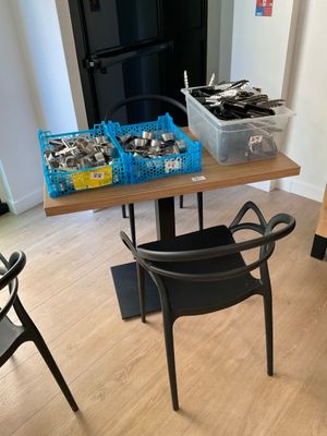 a table that has a bunch of items on it