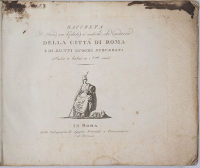 an old book with a drawing of a woman and a man sitting on the ground