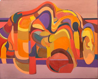 a painting of an abstract painting on the wall