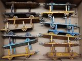 a box full of toy trains that are sitting in a box