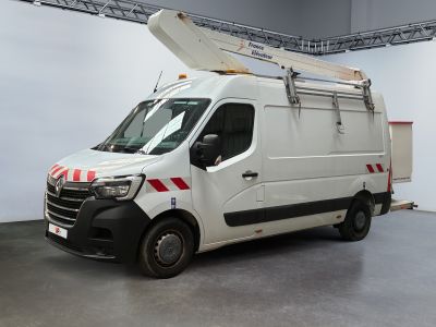 a white van with a red and white stripe on the side