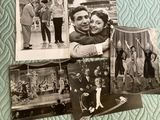 several black and white photos of a man and a woman on a bed