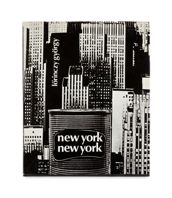 black and white photograph of a cityscape with the words new york on it