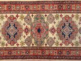 an antique persian rug with a red and blue design